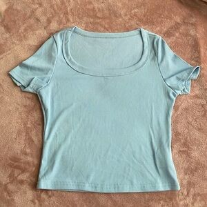 NWOT Small SHEIN Low Cut Baby Blue Ribbed Top